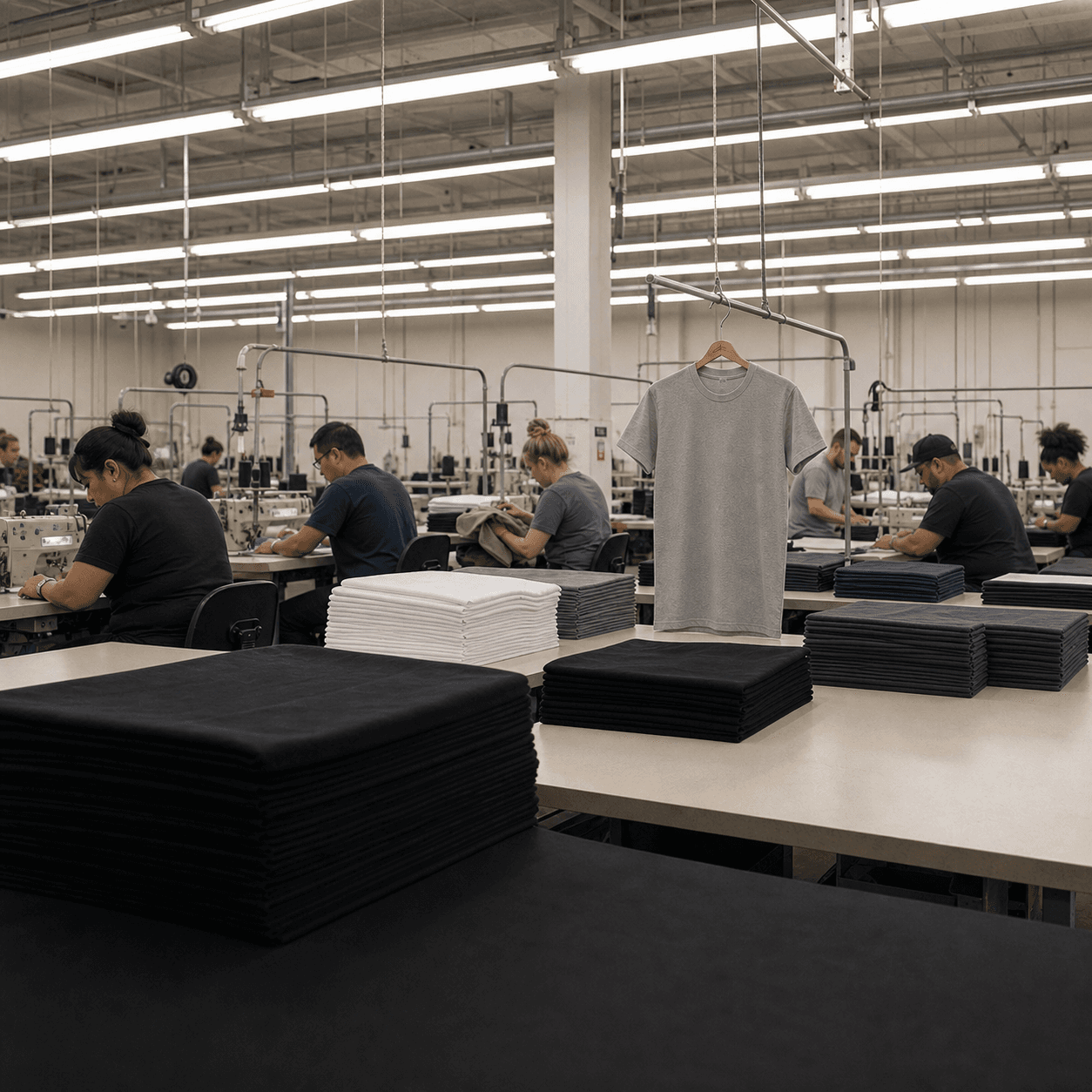3 FIT T-shirts being made in an American garment factory